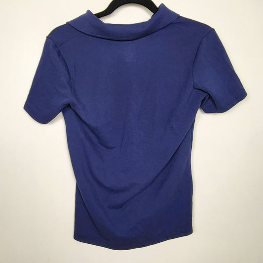 DZAV2 - Hanes navy polo shirt. Ladies size small