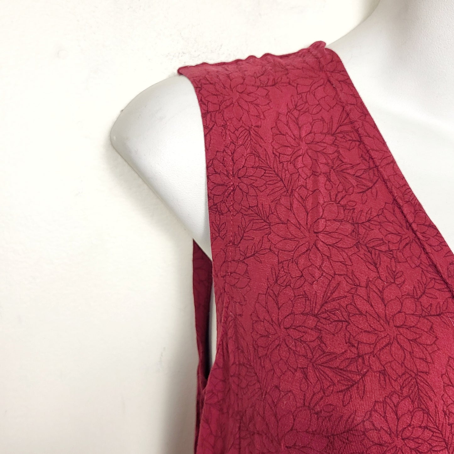 JKZ - Nomads cranberry floral print hemp "Eden" wrap dress. Size small