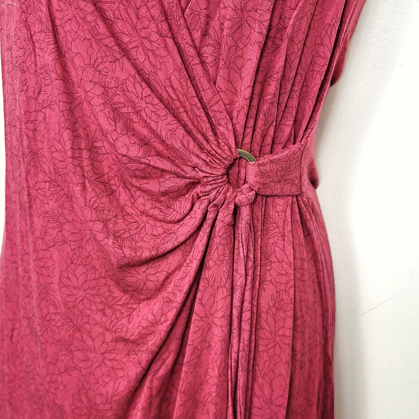 JKZ - Nomads cranberry floral print hemp "Eden" wrap dress. Size small