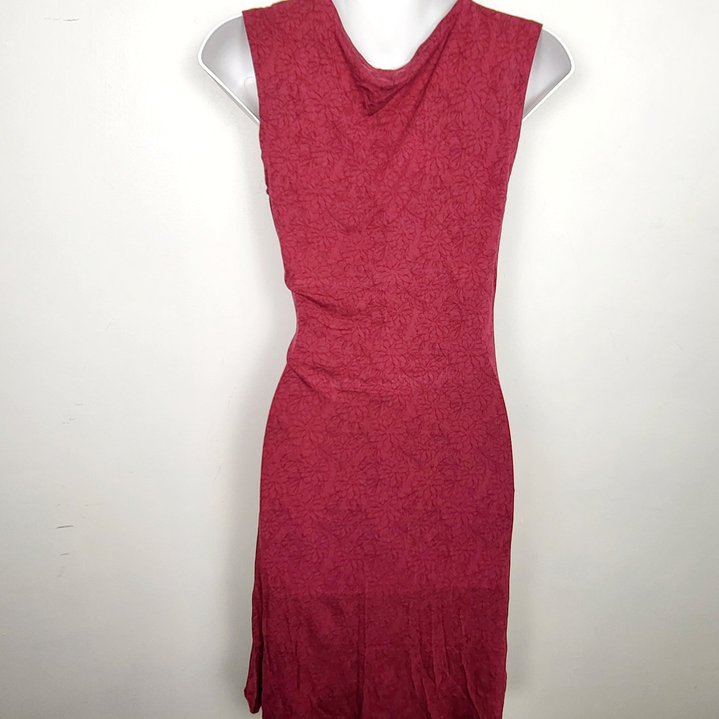 JKZ - Nomads cranberry floral print hemp "Eden" wrap dress. Size small