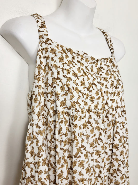 DOKN1 - Re:Blu floral print linen look rayon peplum top. Size large