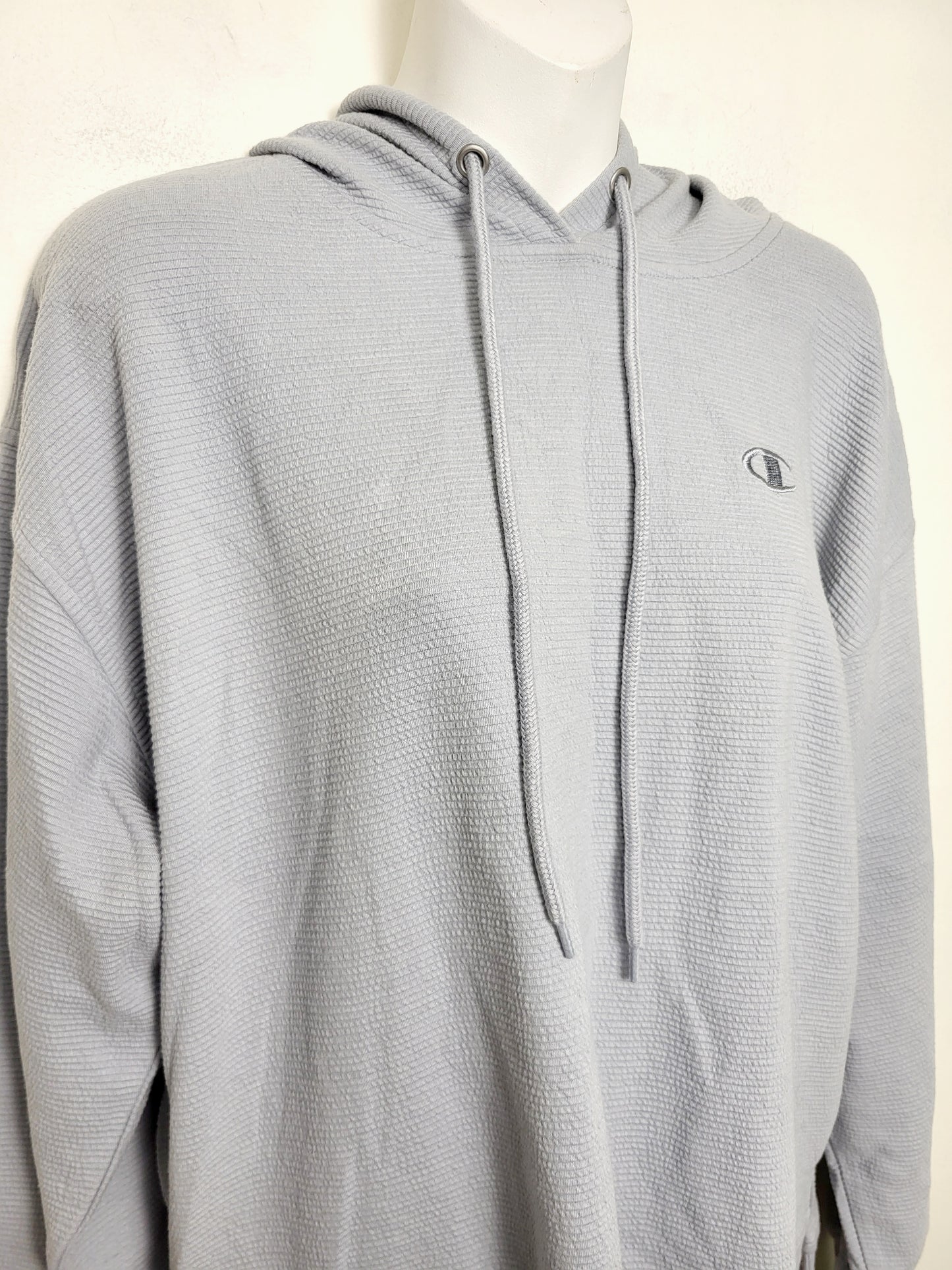 AGLL2 - Champion textured blue-grey pullover hoodie. Size medium