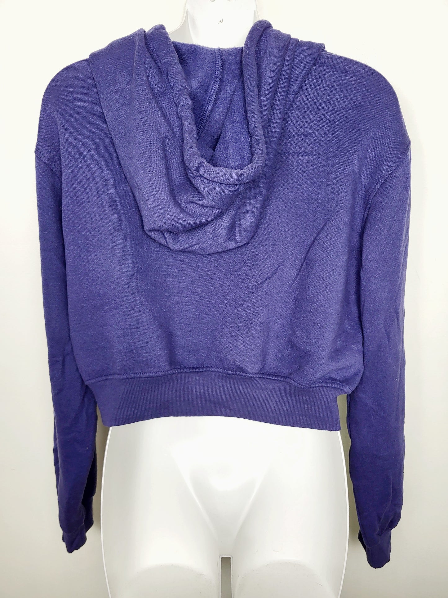 AGLL2 - Refuge blue cropped fleecy lined zip up hoodie. Size medium