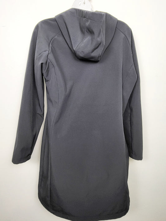 KHW2 - MEC black hooded slim fit Barbizon rain jacket. Ladies size medium