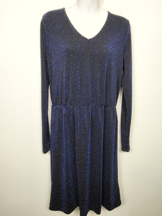 KHW2 - NEW - Kaffe black and blue sparkly Kaerlene dress. Size medium
