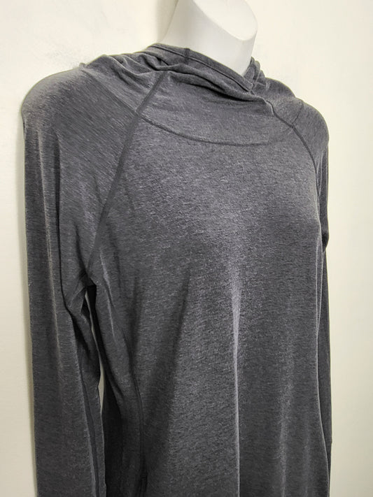KHW - Gap Fit grey hooded "Breathe" active top. Size medium