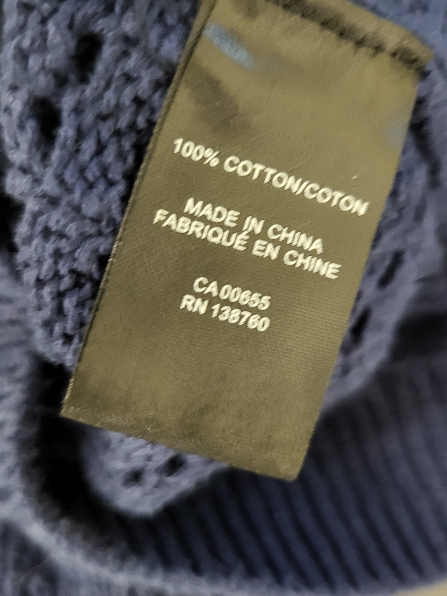 TRCA1 - RW and Co navy open knit sweater. Size large