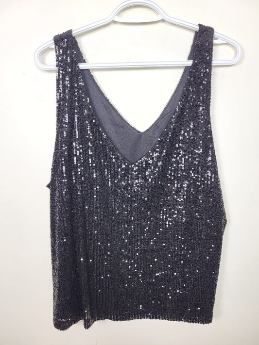 SPMP1 - NEW - Reitmans black "Rock 'N Shine" sequin tank. Size 2XL
