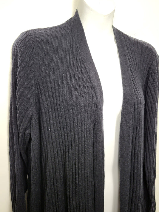 SPMP - Reitmans black rib knit long open cardigan sweater. Size 3X
