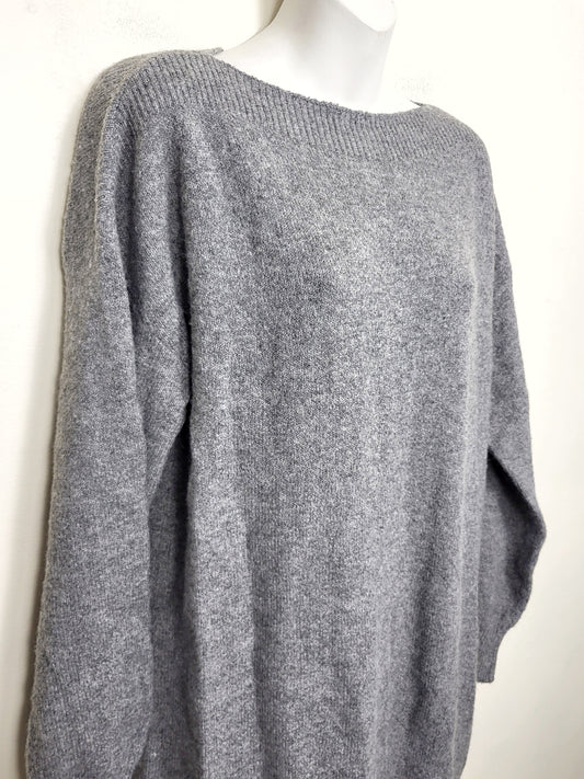 Noisy May grey oversized boat neck sweater dress. Size small