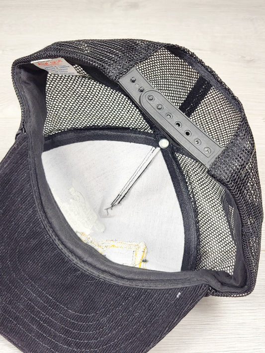 Vintage black corduroy Gibson Bros. snapback hat.