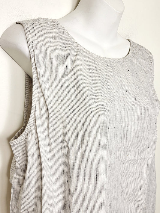 Eileen Fisher white striped sleeveless linen top. Size medium