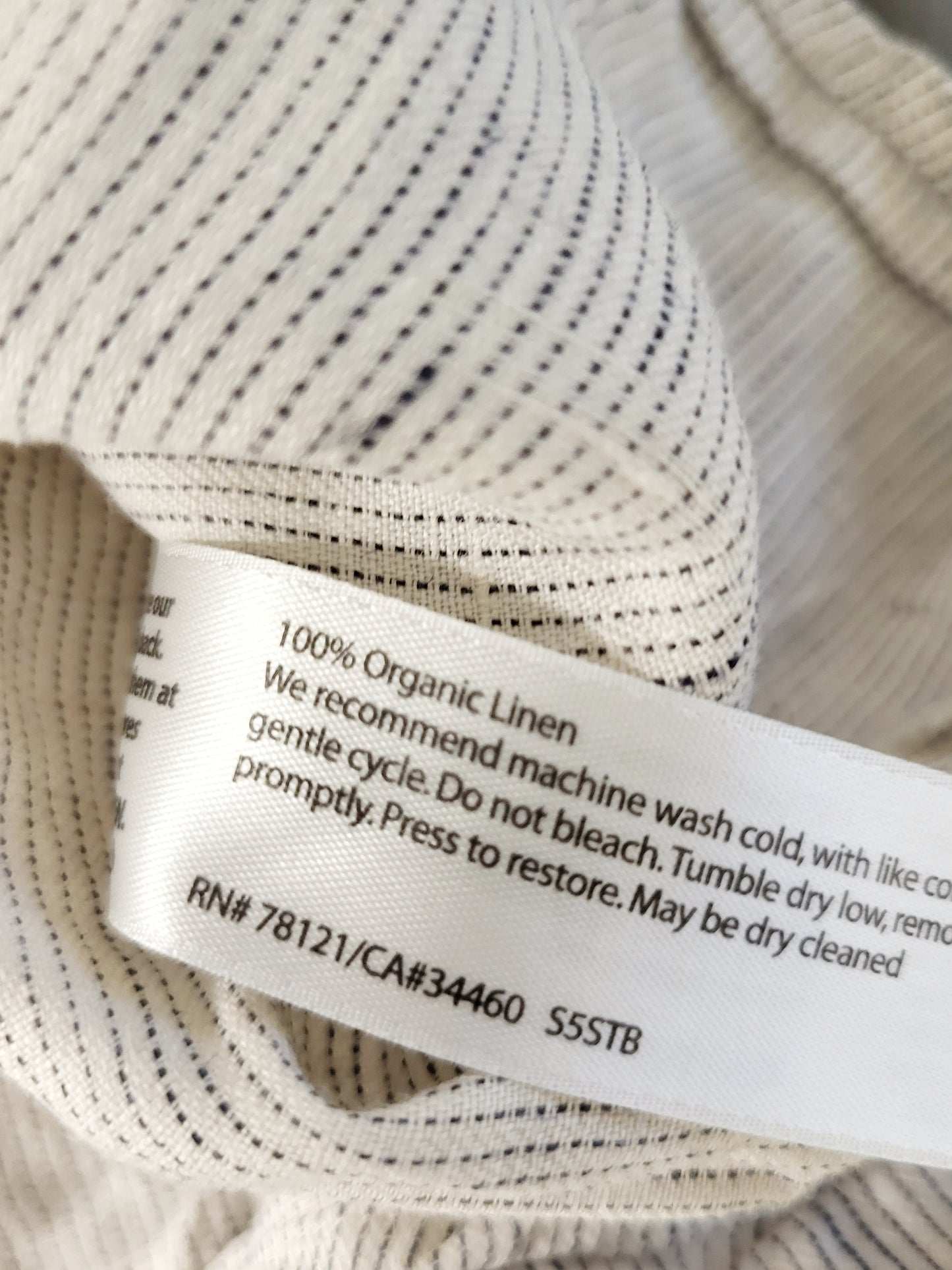 Eileen Fisher white striped sleeveless linen top. Size medium