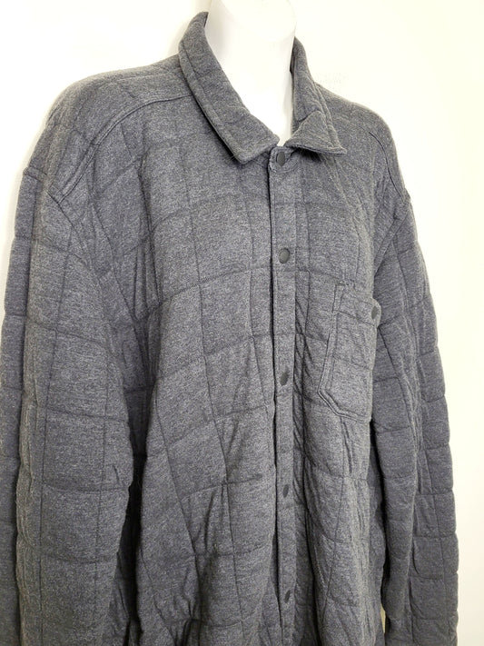 Eddie Bauer grey quilted button down shirt jacket. Unisex size 2XL