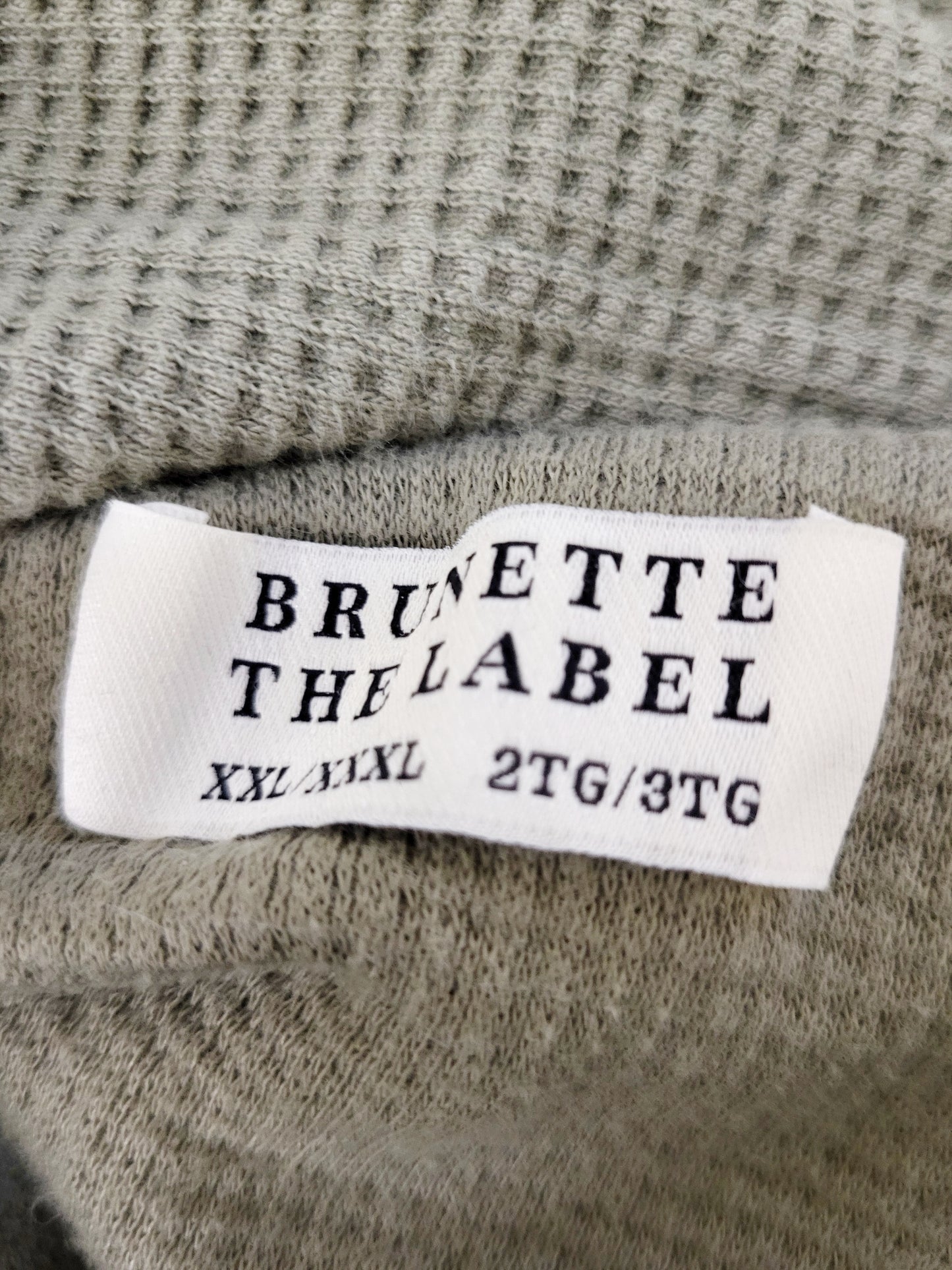 Brunette the Label green waffle knit zip up hoodie. Size 2XL - 3XL