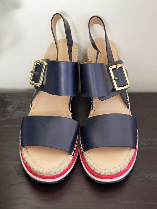Tommy Hilfiger navy rope wedge sandals. Size 7M
