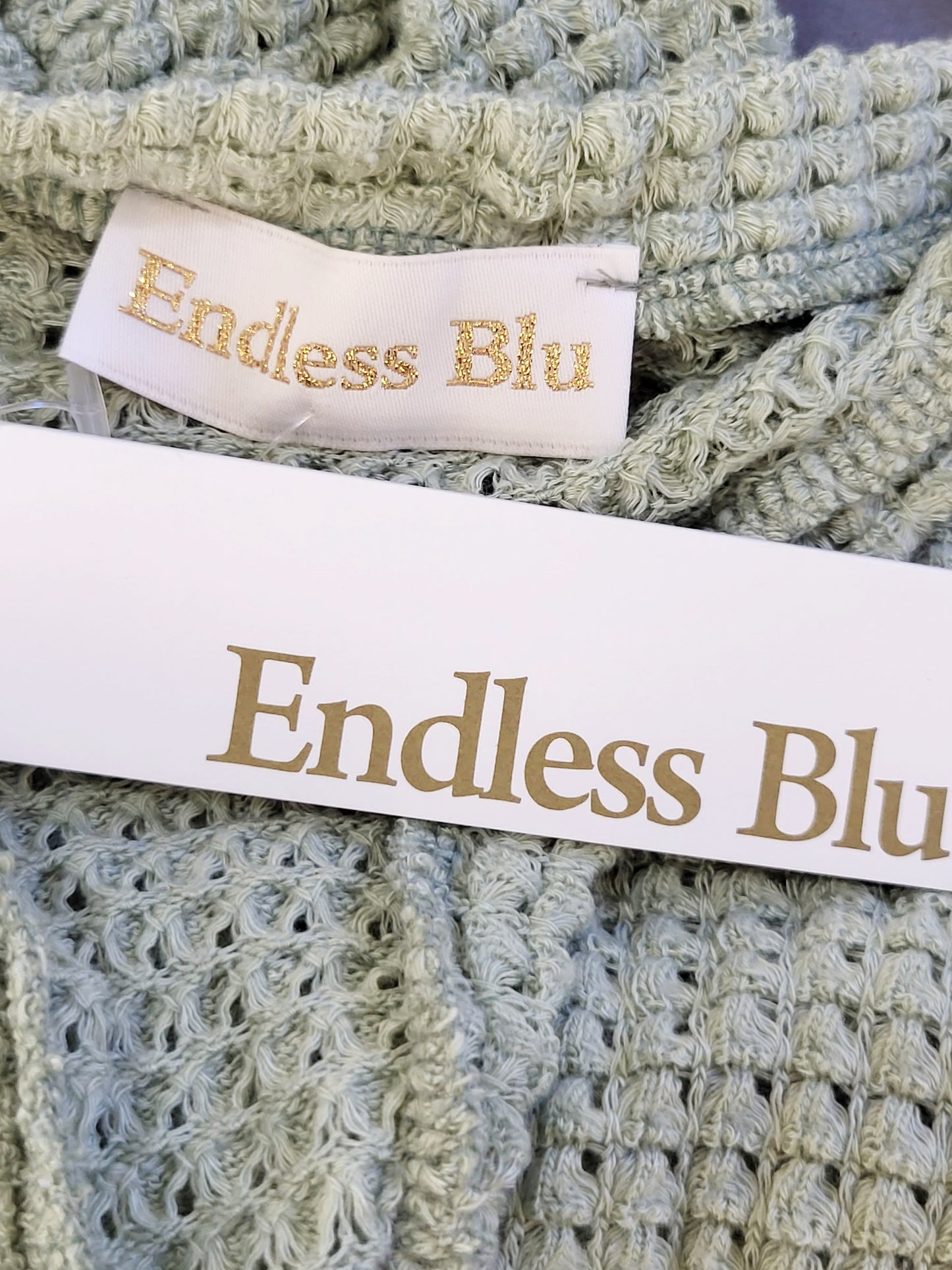 NEW - Endless Blue sage green side cinch low back mini dress. Size large