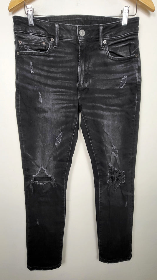 American Eagle black distressed slim fit Airflex+ jeans. Size 30x30