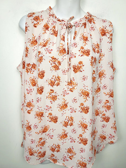 Rickis pale pink floral sleeveless top. Size XL