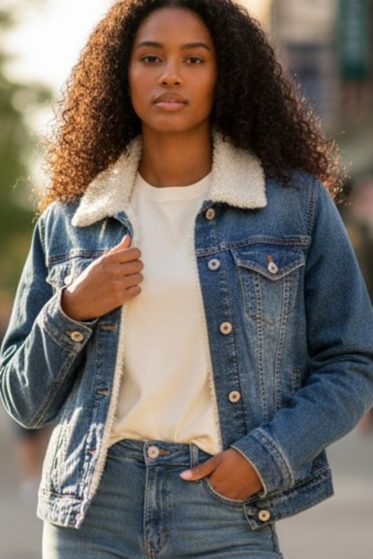 Mason by Suko sherpa lined denim jacket. Size Small