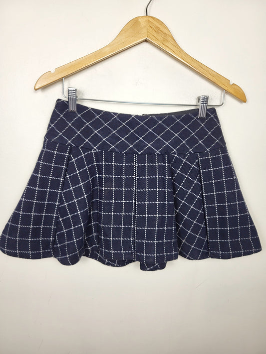 Vintage London Jeans navy plaid wool blend mini skirt. Size 4
