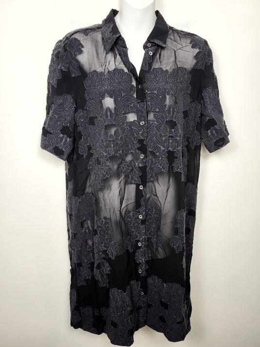 Aritzia Wilfred black jacquard print Hemistiche shift dress. Size small