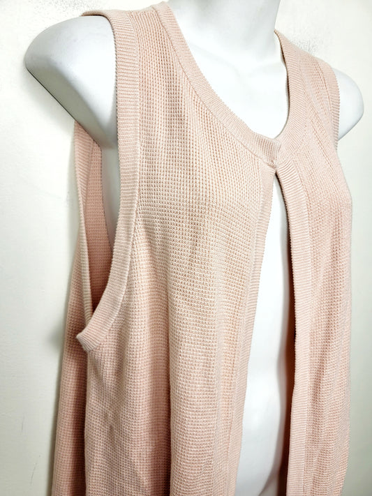 NEW - Fig Clothing pink waffle knit "Lax Cardigan" sweater. Size medium