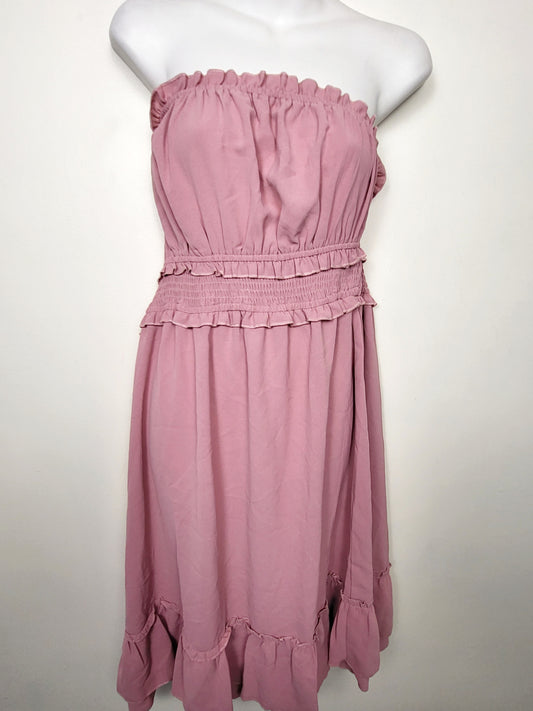NEW - Grace Karin pink smocked strapless dress | Size XL