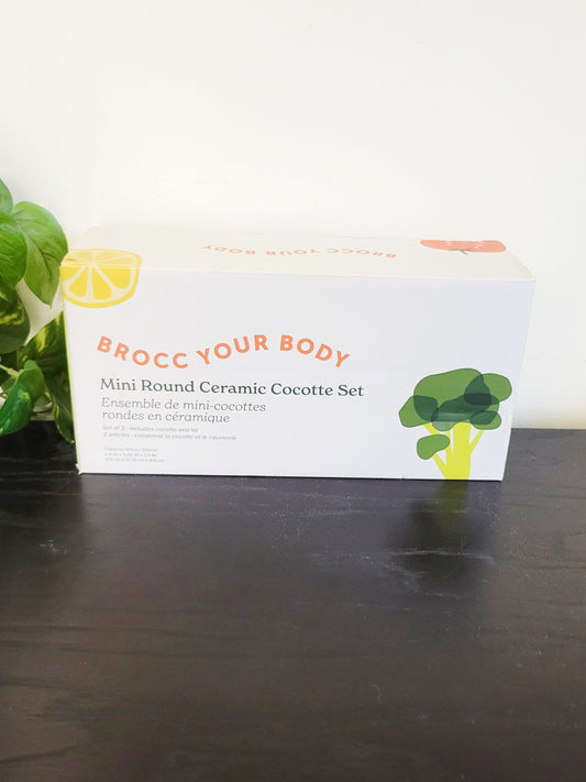 NEW - Brocc Your Body Mini Round Ceramic Cocotte Set (sorry, no shipping)