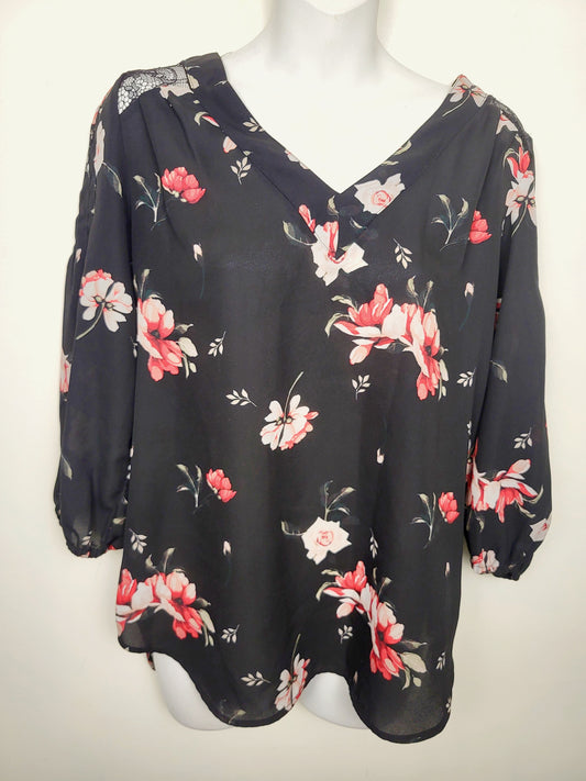 Kismet black floral print blouse | Size SMALL