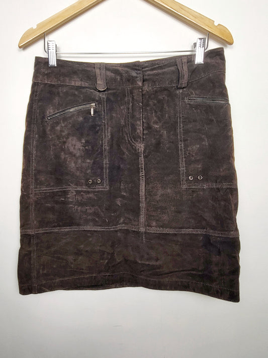 AN Sport Amerique du Nord chocolate brown genuine suede skirt | Size 8