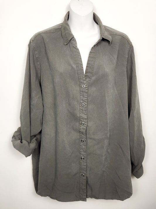 Workshop Republic green Lyocell top (more olive green than looks in photo) | Size 1X