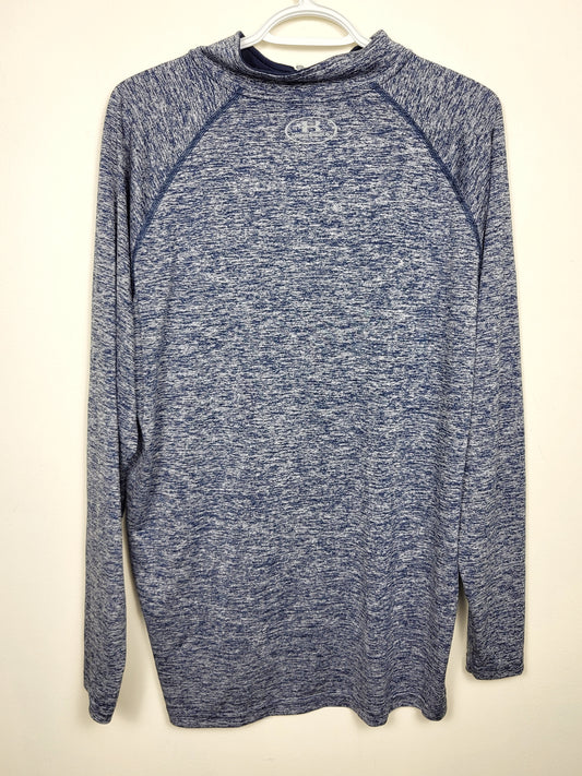 Under Armour blue marled 3/4 zip heatgear shirt | Size XL