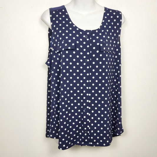 Diana Bell navy polka dot sleeveless top | Size XL
