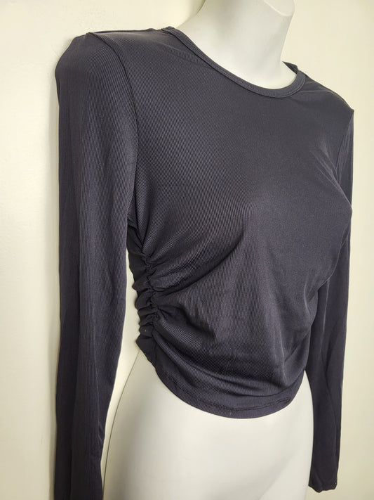 Refuge black ribbed ruched crop top | Size SMALL