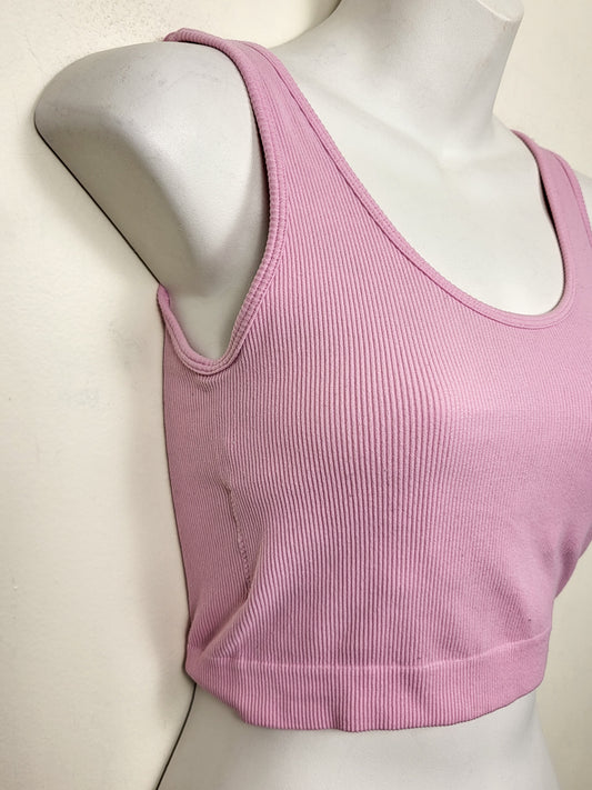 Streetwear Society pink ribbed cropped tank top | Size SMALL / MEDIUM