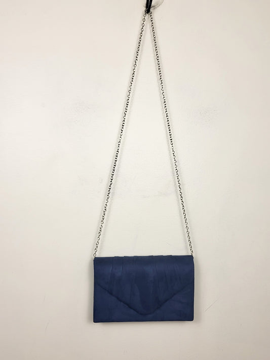 Blue velvet envelope style clutch crossbody