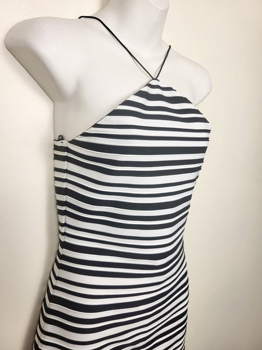 Topshop striped halter neck bodycon mini dress | Size 4