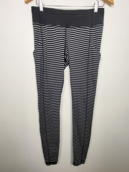 Lululemon black striped Lululemon Speed Tight II leggings | Size 8