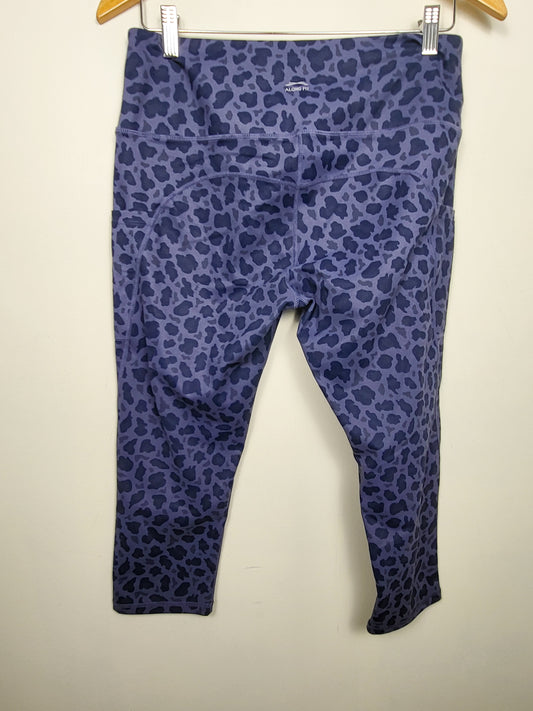 Along Fit blue leopard print capri leggings | Size LARGE