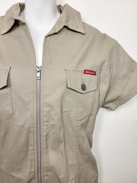 Dickies Girl khaki short slleeve twill coverall romper / utility play suit | Size 11
