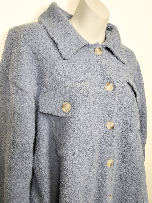 NEW - Ruby Moon blue fuzzy button down shacket | Size XL