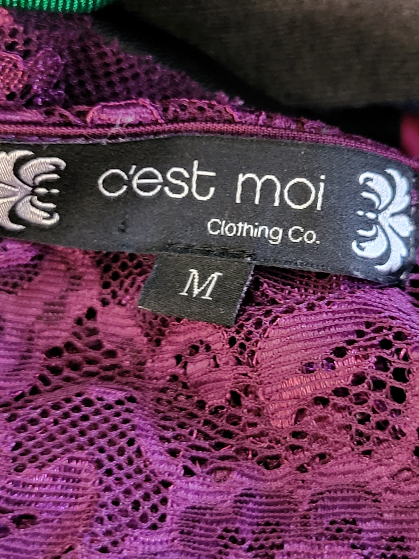 C'est Moi Magenta Lace Wrap-Front Bodysuit | Size MEDIUM