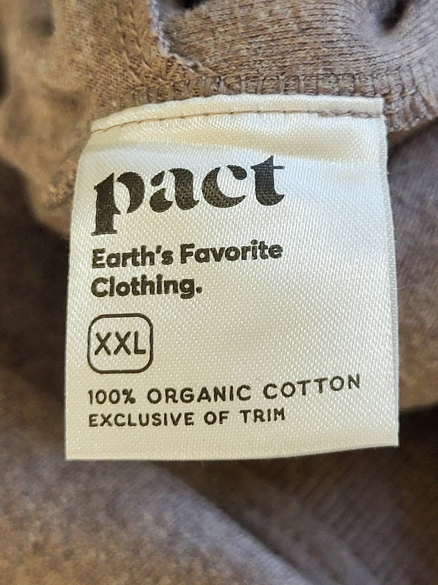 Pact Organic Cotton Airplane Wide Leg Pants in "Deep Taupe" colour | Size XXL