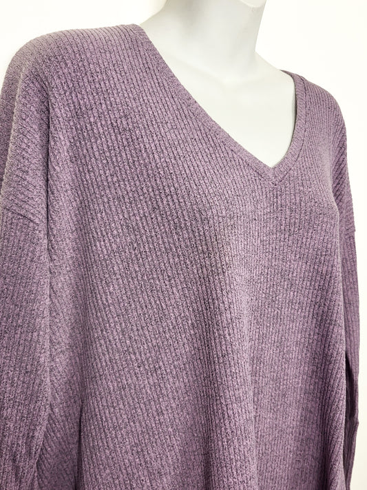 Joe Fresh purple rib knit top | Size XL