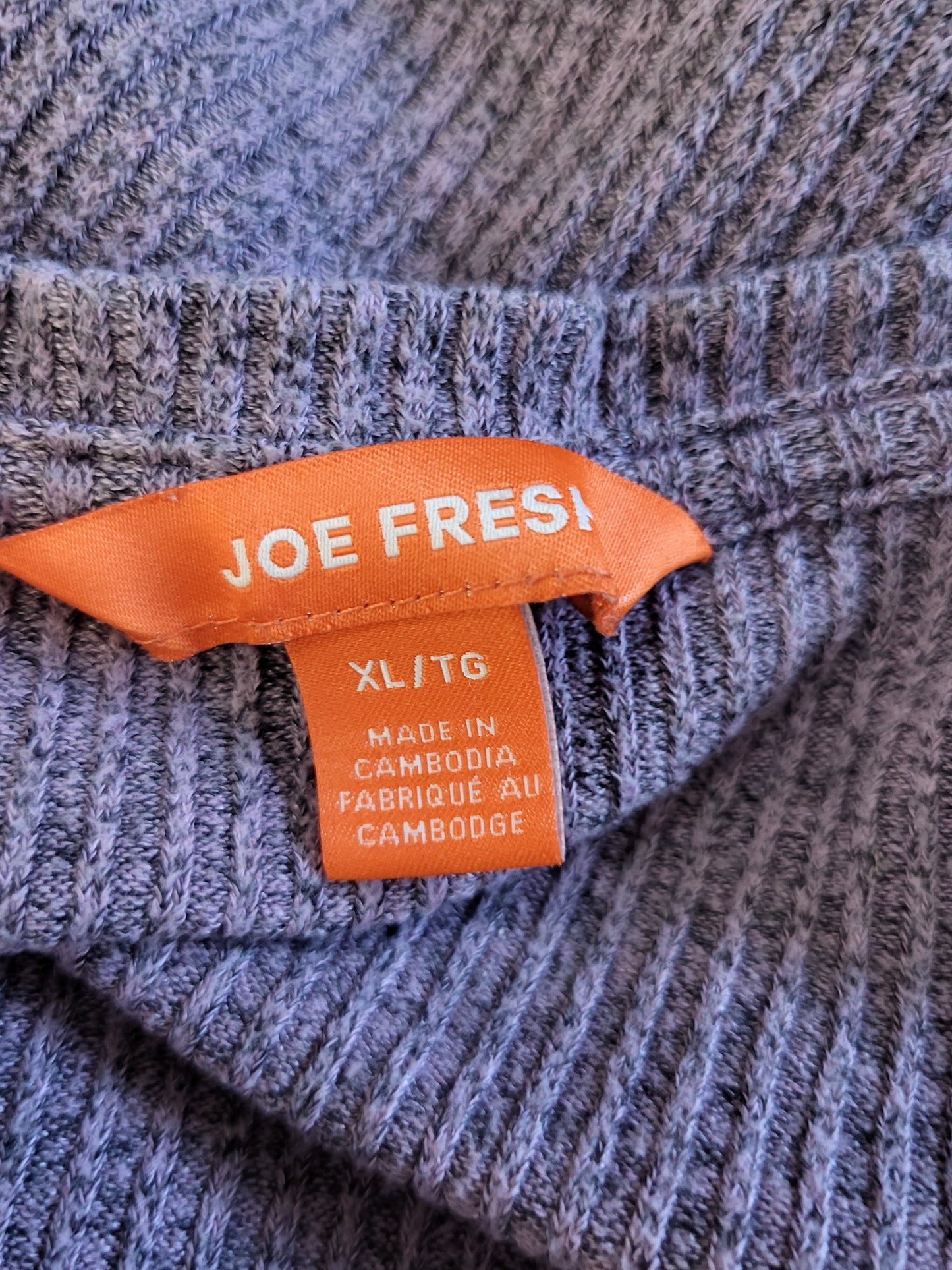 Joe Fresh purple rib knit top | Size XL