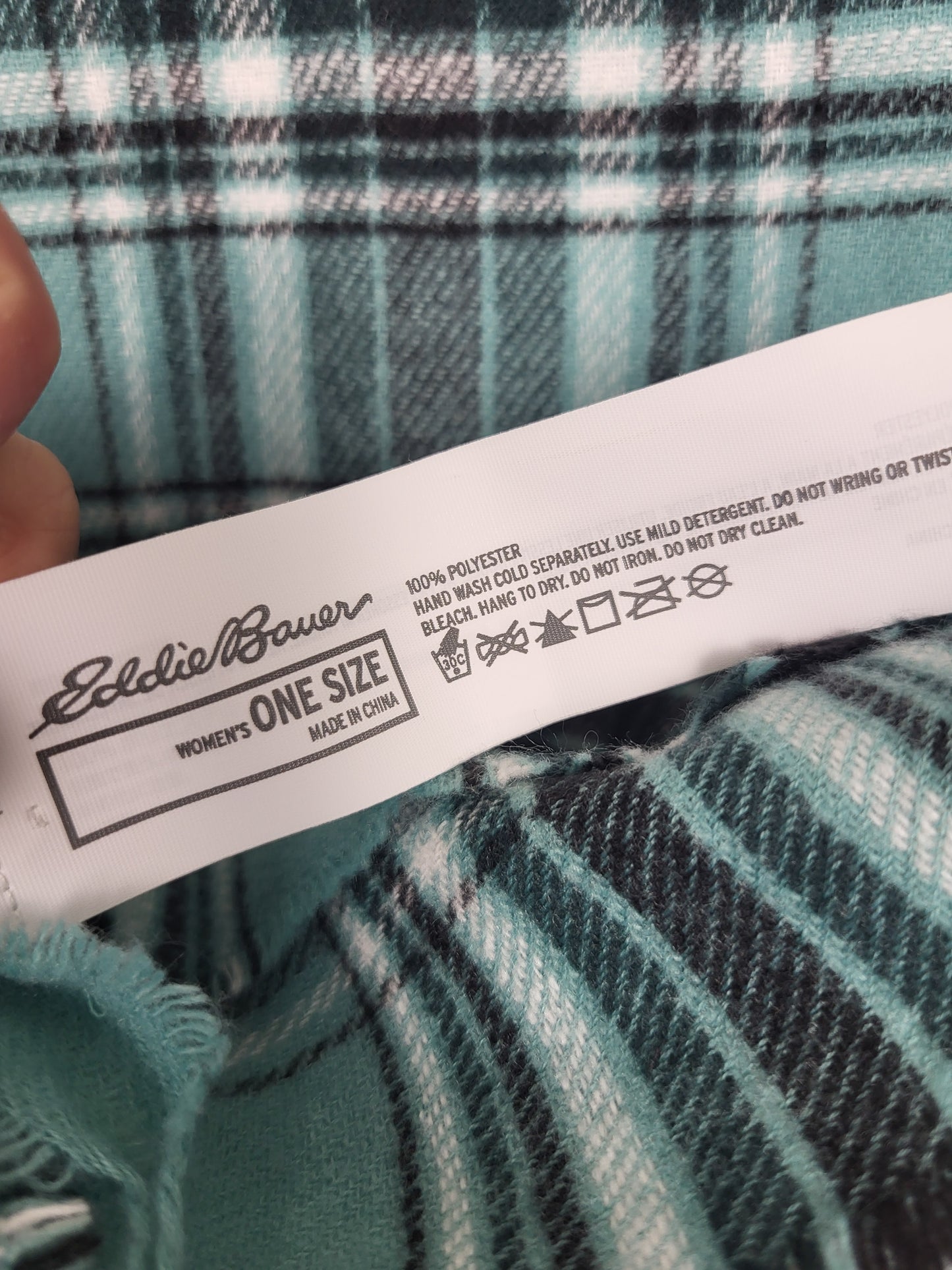 Eddie Bauer teal plaid scarf
