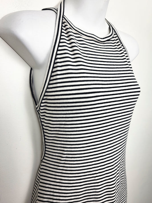 Silence + Noise Striped Backless Harness Ribbed Bodycon Midi Dress | Size MEDIUM