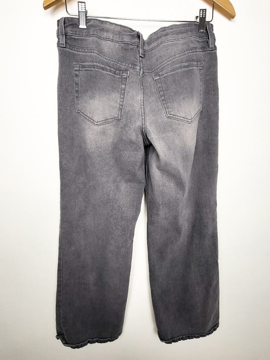 California Vintage grey wide leg jeans with distressed hem | Juniors size 7 (size medium)