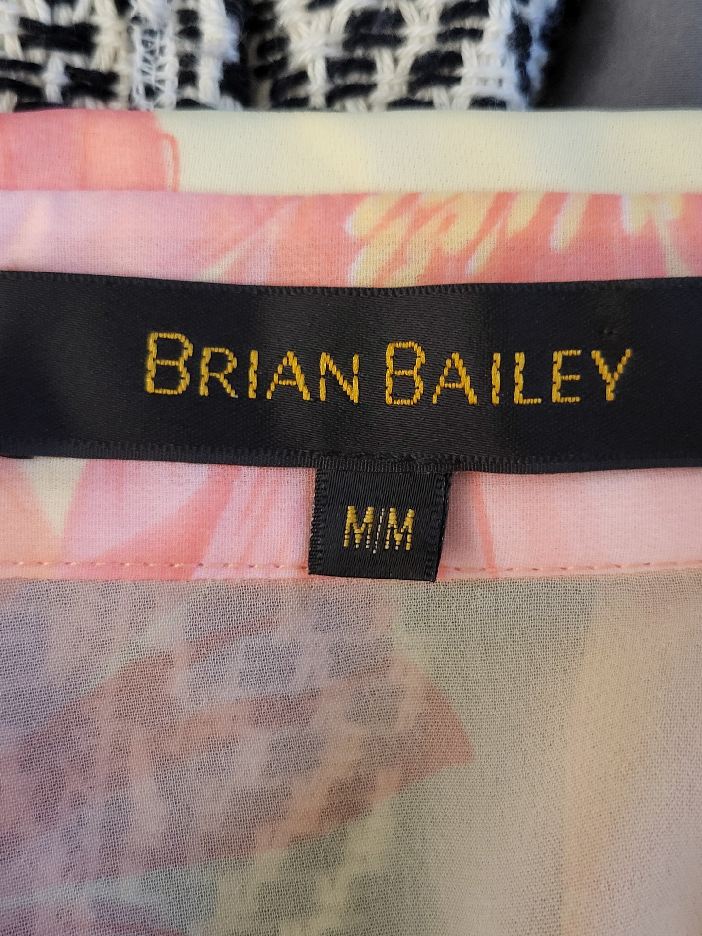 Brian Bailey Floral Tie-Front Long-Sleeve Chiffon Blouse in Cream and Pink | Size MEDIUM